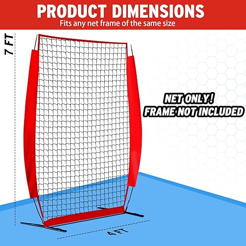 Miniatura 2 de Red de repuesto portátil de 4 x 7 pies, red de protección para lanzadores de béisbol, red de práctica de bateo, solo la red no tiene marco