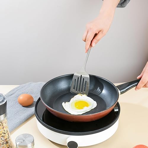 Miniatura 7 de Juego de 3 cucharas de servir de acero inoxidable, utensilios de servir grandes 188, incluye cuchara de servir, cuchara ranurada, espátula ranurada,