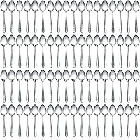 Nuogo 100 Pack Stainless Steel Dessert Spoons 6.69 Inch Bulk Dinner Spoons Dishwasher Safe for Home Kitchen Restaurant