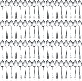 Nuogo 100 Pack Stainless Steel Dessert Spoons 6.69 Inch Bulk Dinner Spoons Dishwasher Safe for Home Kitchen Restaurant