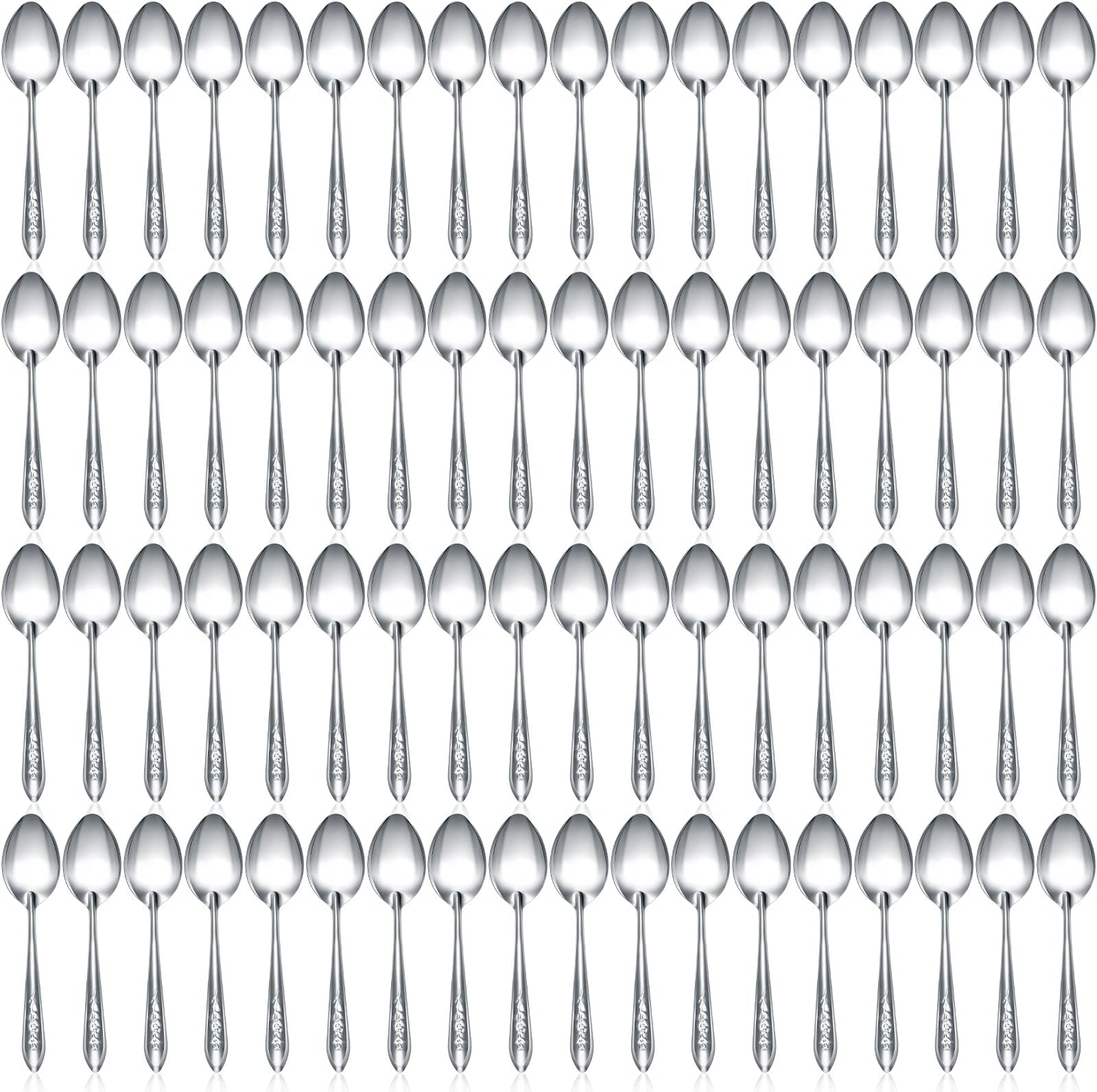 Nuogo 100 Pieces Dinner Spoons Set 6.69 Inches Silverware Spoons Bulk Stainless Steel Food Grade Tablespoons for Home Restaurant Kitchen Dishwasher Safe