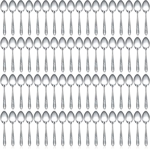 Nuogo Juego de 100 cucharas de cena de 6.69 pulgadas, cucharas de acero inoxidable de grado alimenticio en masa, cucharas de mesa para el hogar,