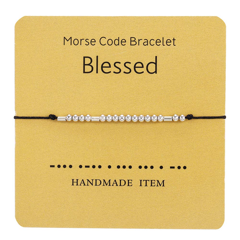 Morse Code Leather Bracelet For Men - Gunmetal Beads, Adjustable, Secret Message Gift