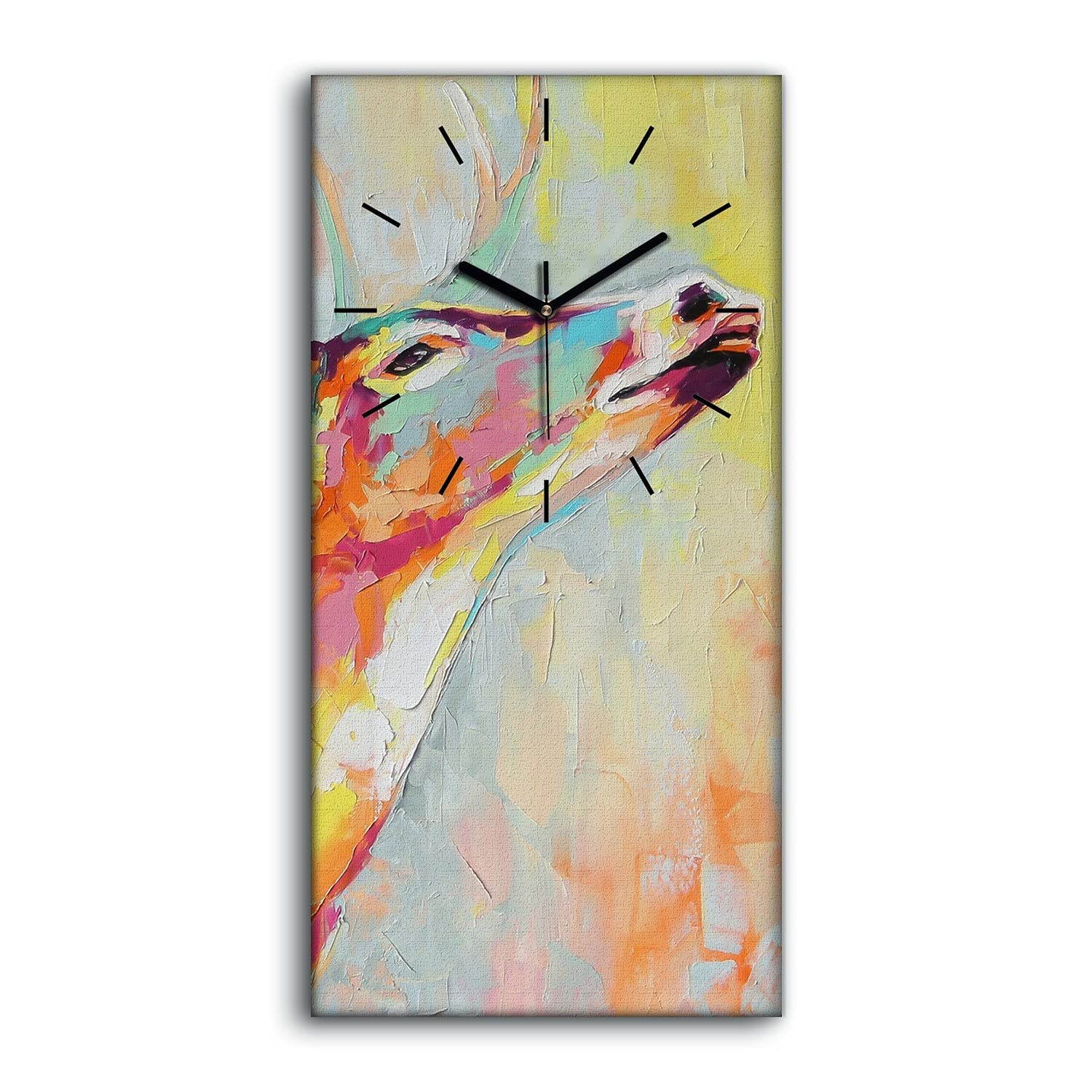 Horloge sur Toile Sans Tic-Tac - Horloge Murale Silencieuse 30x60cm Cerf Décoration Moderne