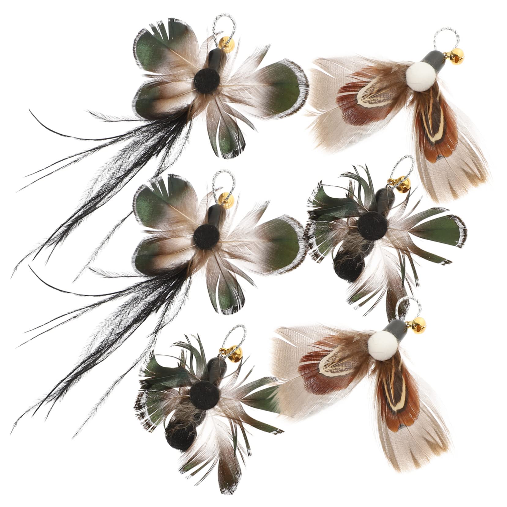 Kisangel 24pièces Têtes De Rechange pour Baguettes à Chat Jouets Interactifs Similicuir Insectes Et Plumes pour Chats Intérieur