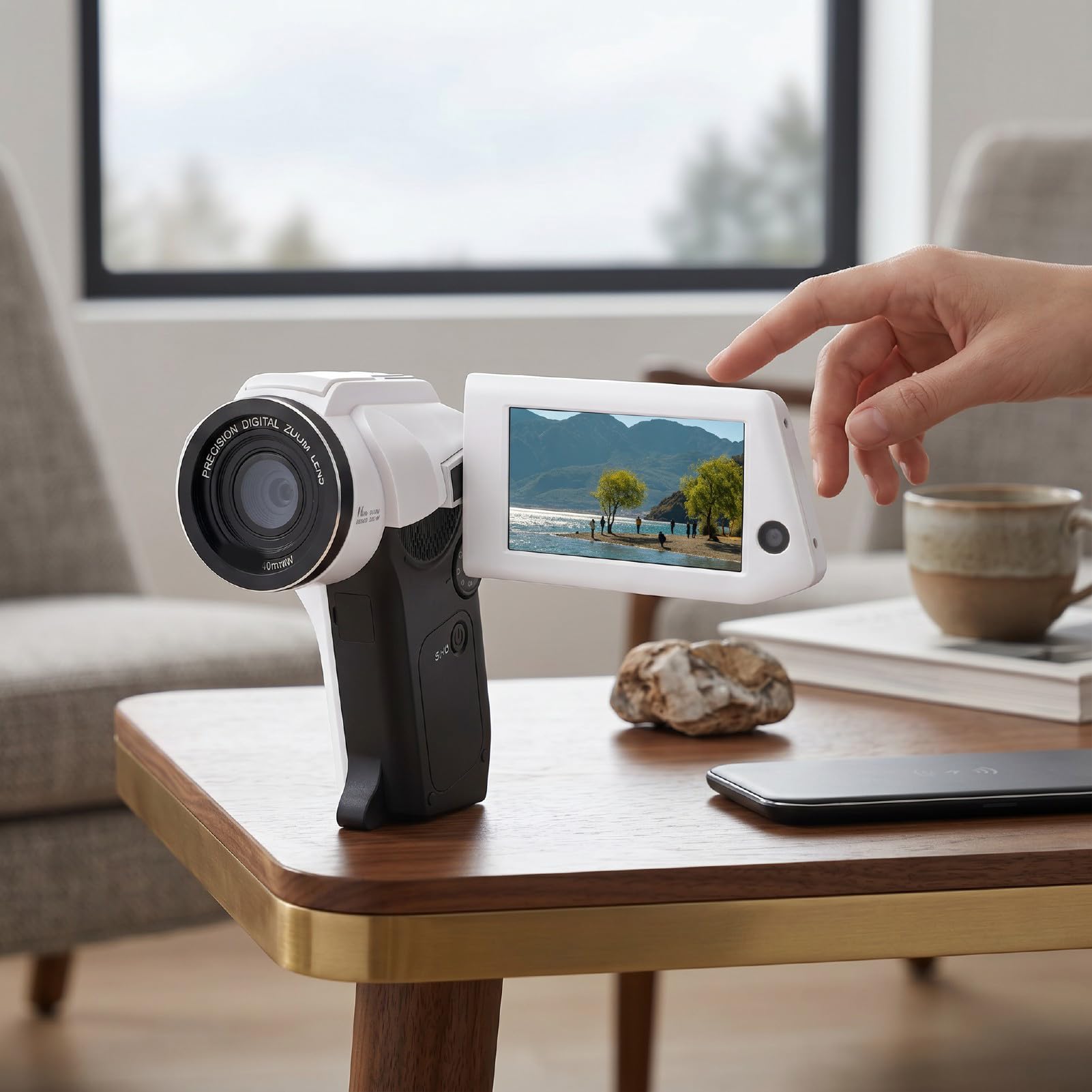Videocamera 8K, Videocamera da 75 MP con Zoom Digitale 16X a Doppio Obiettivo con WiFi, Schermo da 3 Pollici, Visione Notturna, Telecomando, Due Batterie per la Registrazione di