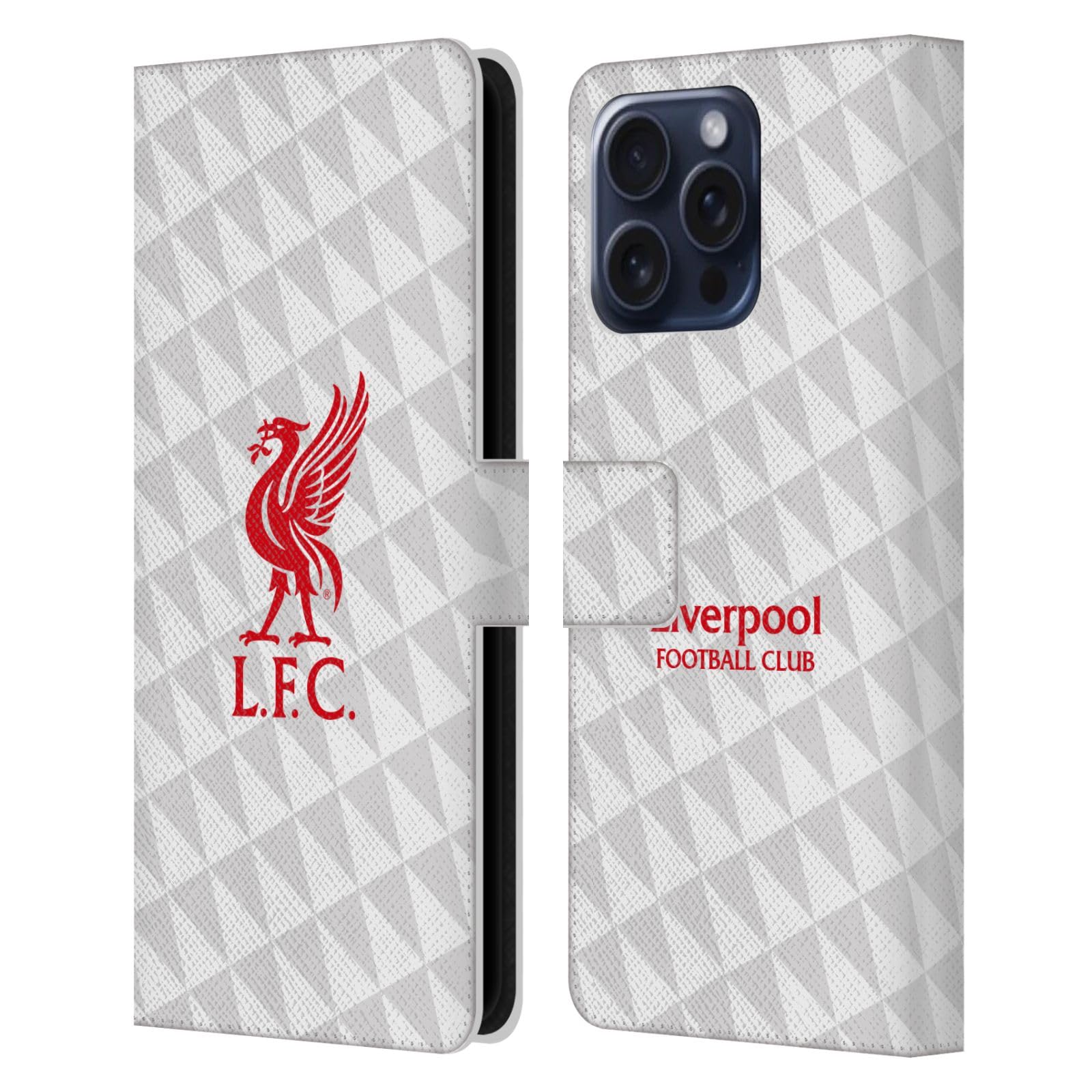 Head Case Designs Officially Licensed Liverpool Football Club Red On White Kit Liver Bird Leather Wallet Case Compatible With Apple iPhone 16 Pro Max โ image 1