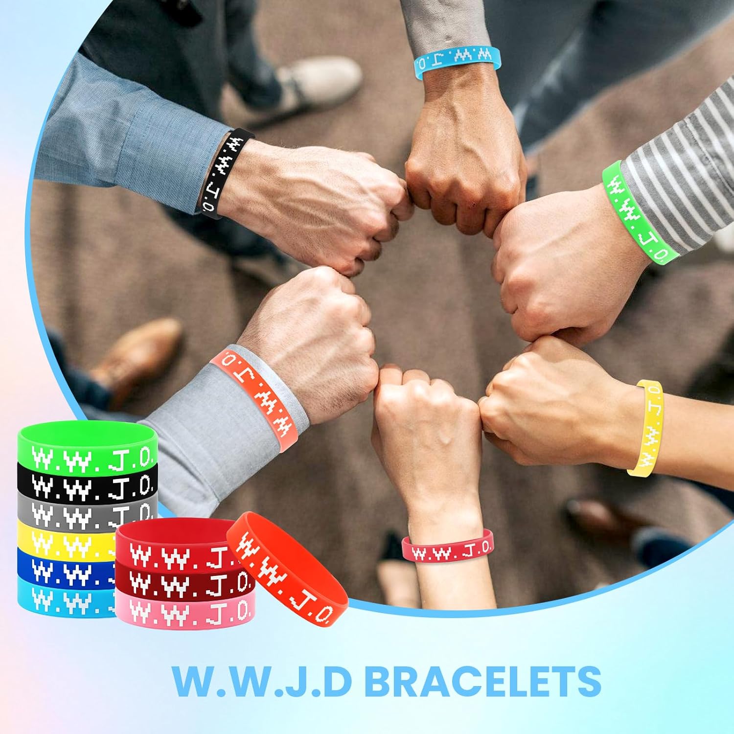 WWJD Bracelets, Colorful Silicone Wristbands Rubber Jesus Loves You Bracelets, Gifts for Christian bulk Jesus Wristbands Inspirational Bracelet for Men Women Party Favor Christmas Easter - Image 4