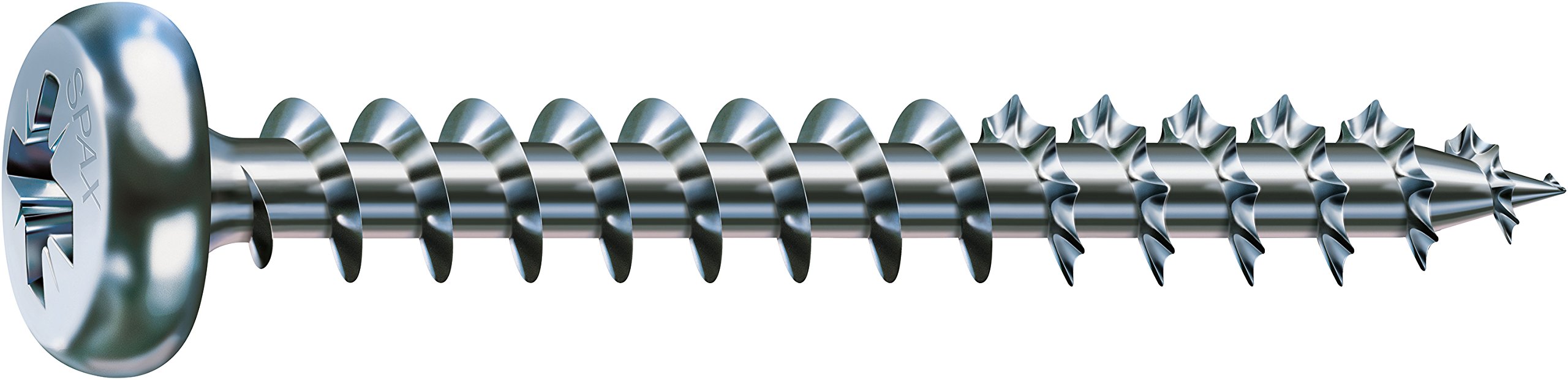 SPAX 023101045030 Universal Screw, 4.5 x 30 mm, Pack of 500, Phillips Z2, Semi-Round Head, Fully Thread, 4CUT, WIROX A3J, 5