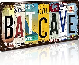 Bat Cave Metal Street Sign Retro Wall Decor Vintage Tin Signs 12 x 6 Inches