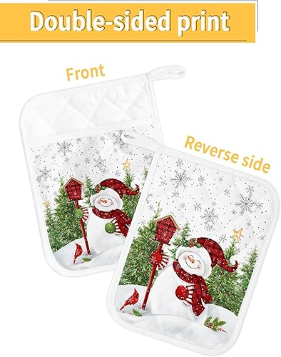 Miniatura 2 de Juego de 2 agarraderas de tela de toalla de copo de nieve para cocina, antideslizantes y aislantes de calor, juego de agarraderas de tela de toalla