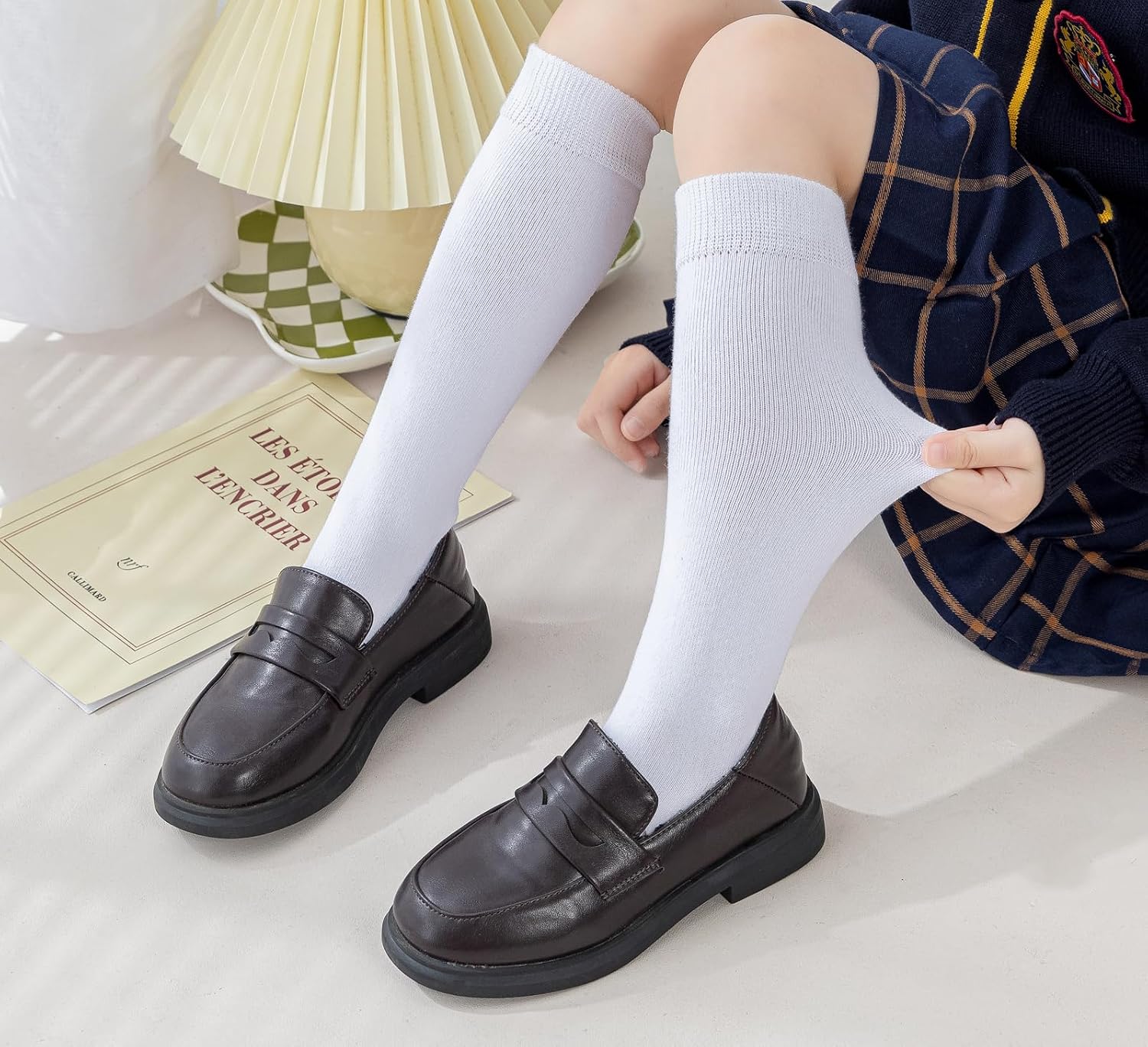 EPEIUS Girls Knee High Socks Seamless Cotton School Uniform Socks Kids Boy Over the Calf Sock 3/5 Pack