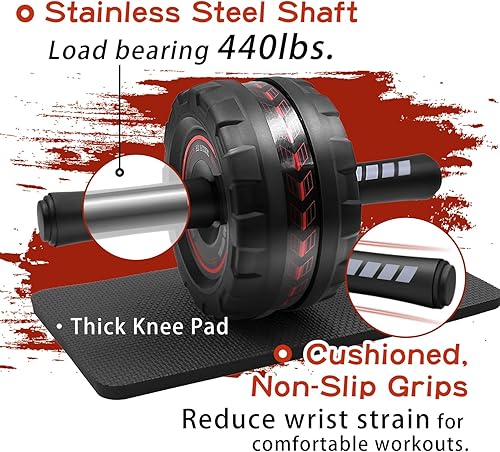 Miniatura 5 de Ab Roller Wheel,Stable Wide Wheel For Beginner,Men,Women,Abs & Core Workout Equipment For Home Gym With Knee Pad,Abdominal Wheel For Full-Body