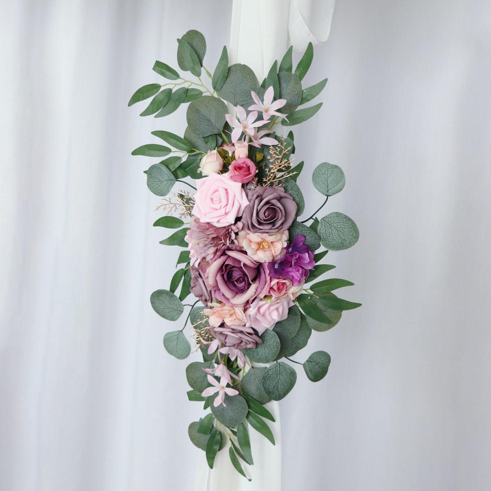 2 Stück Blumenkranz Girlande aus Kunstseide Türdeko Hochzeitsdeko Hängedekoration Langlebig Pflegeleicht für Bogen Shop Hintergrund