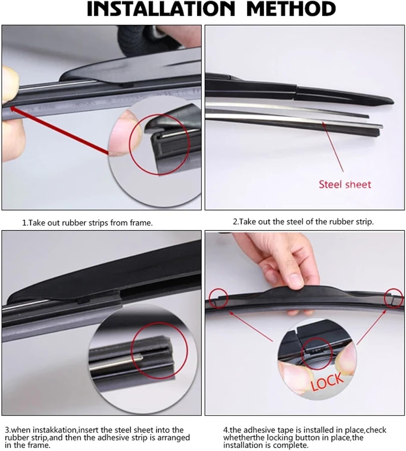 Auto Car Wiper Strips Vehicle Insert Rubber Strip 14"16"17"18"19"20"21"22"24"26"28" FR Type Wipers Blade Car Accessories(1pcs 24 inch 600mm)