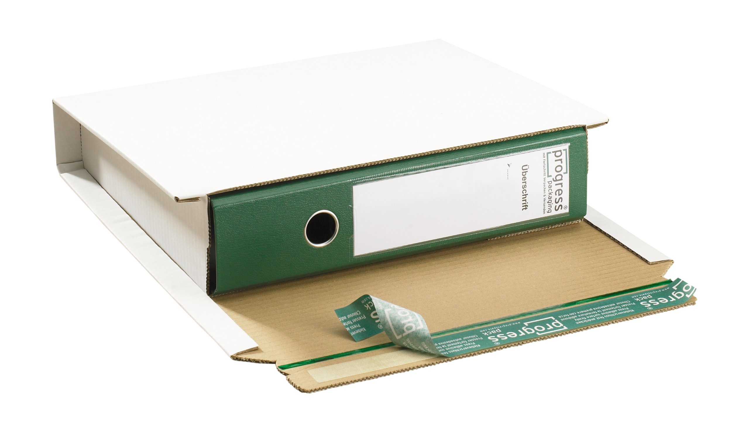 Ordnerversandverpackung Premium PP O06.01 aus Wellpappe, DIN A4, 320 x 290 x bis 80 mm, 20-er Pack, weiß