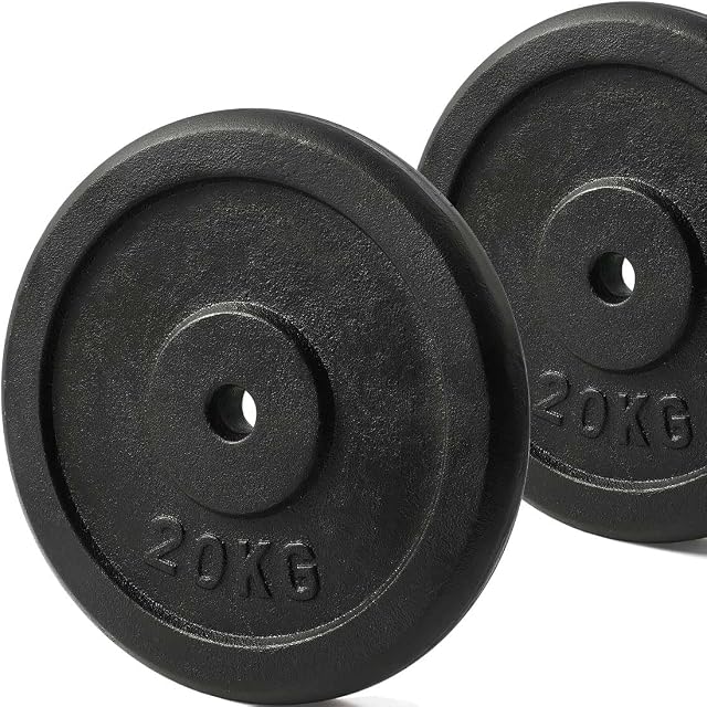 KK Cast iron Weight Plate Set. 1 Inch Cast iron Weight Disc Pair. 2 x 2.5kg, 5kg or 10kg Barbell Weight Plates. Dumbbell Plates for Home or Gym Training or Weightlifting.
