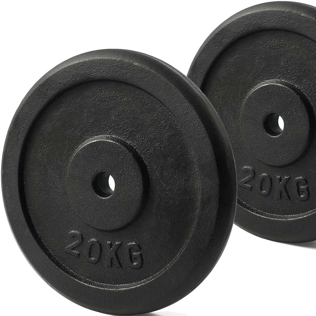 KK Cast iron Weight Plate Set For 1 Inch Barbell Bar Dumbbells Weight Disc Pair. 2 x 2.5kg, 5kg or 20kg Barbell Weight Plates. Dumbbell Plates for Home or Gym Training or Weightlifting. (2 X 20KG)