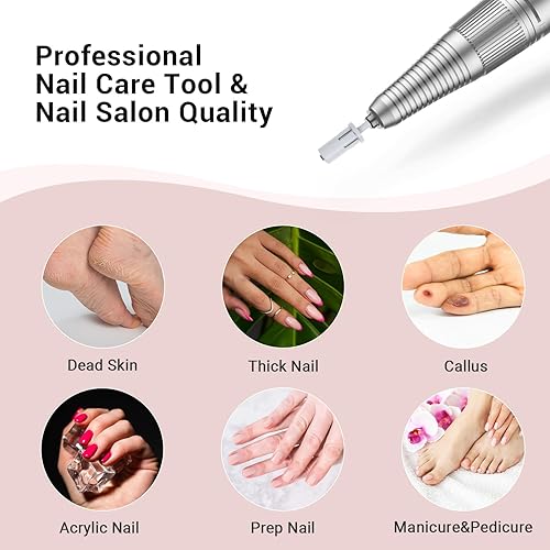 Miniatura 94 de MelodySusie 100 unidades de brocas de uñas, bandas de lijado para taladro de uñas, 120 bandas de lijado de lima de uñas de grano medio para uñas