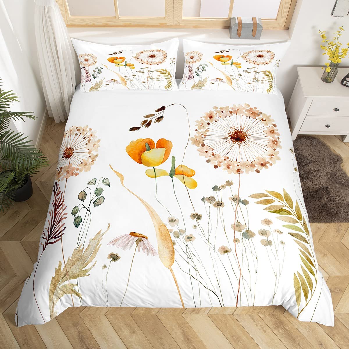 Parure de lit motif pissenlit anti-glisse pour un sommeil paisible
