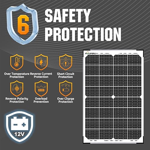 Miniatura 2 de SOLPERK Cargador de batería solar de 30 W + controlador de carga MPPT de 10 A + soporte de montaje ajustable para automóvil, RV, barco, motocicleta,