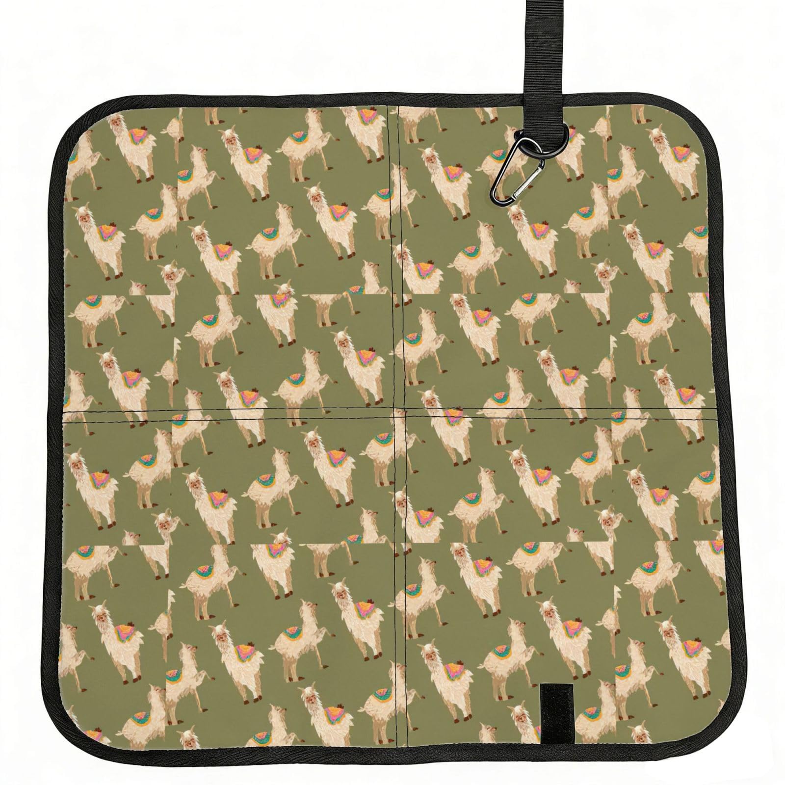 SDEGTHO alpaca. Printed Foldable Seat Pad with Closure, Lightweight Cushion for Airplane Travel Camping