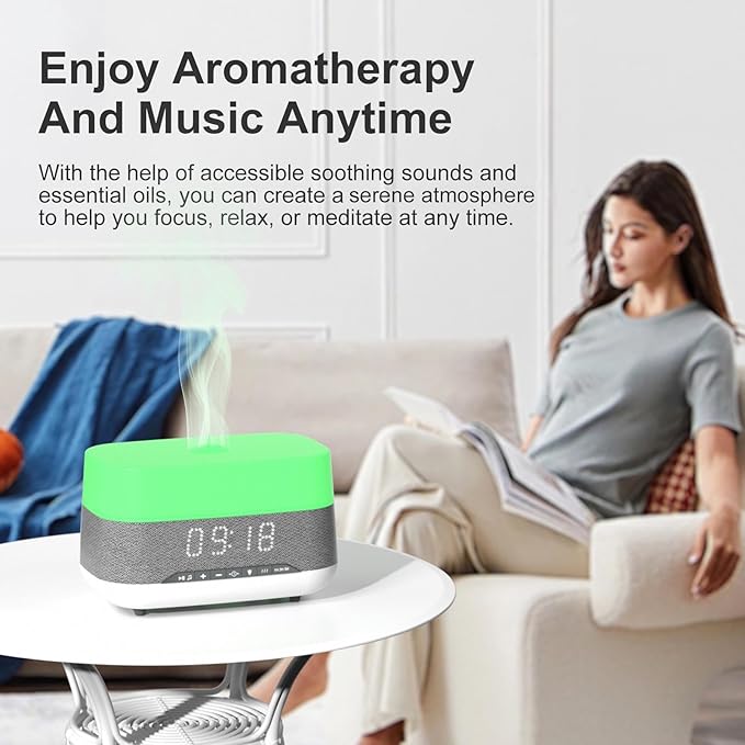 Difusor de Aromas PRIBUY 300ml con Bluetooth, Reloj y Luz Nocturna miniatura 2