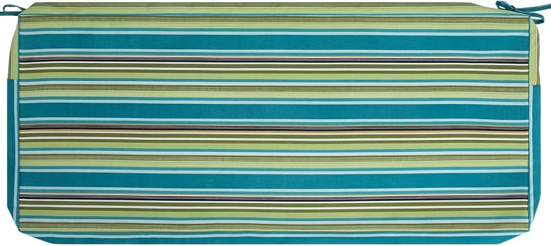 FUNHOME Outdoor Bench Cushion Cover 42 x18 x 3 inch,Water Resistant Cover with Zipper&Ties,Fade-Resistant Slipcover,Patio Porch Swing Cushion Cover Replacement Only,No Insert(Green Stripe)