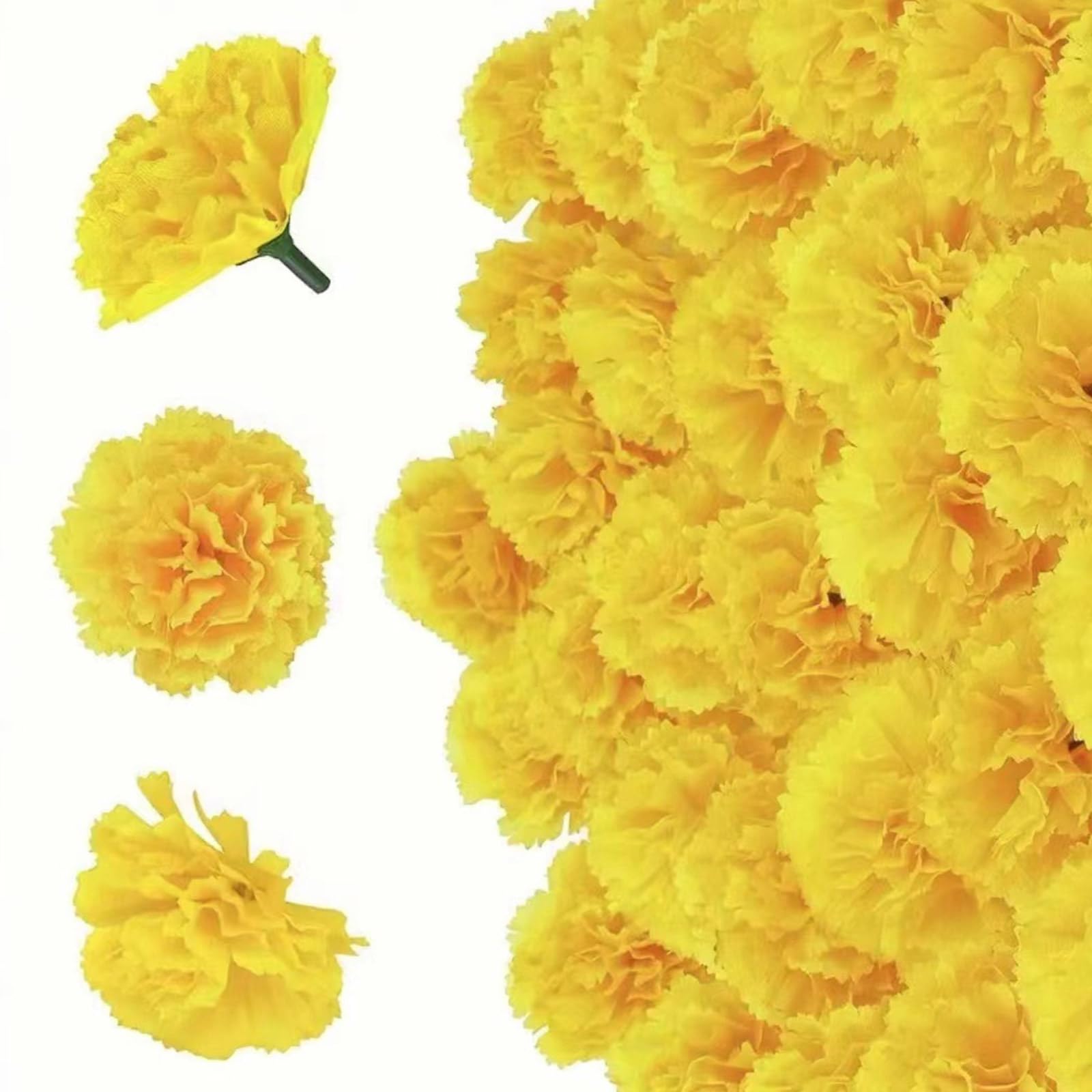carotoe 50 Entities Realistic Tagetes Inflorescences 15cm Substrates Handbuilt Deck Flexible Substrates for Celebratory Wreath Arrangements Halloween Party Silk Flower Wreath