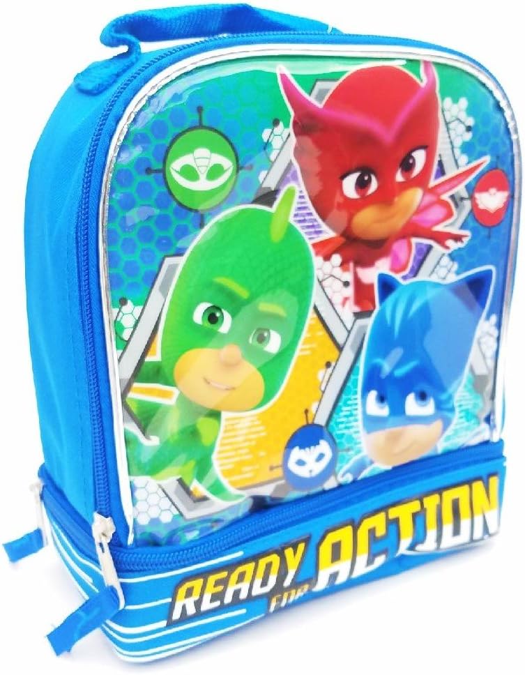 Accessory Innovations PJ Masks Gecko Catboy Lead Safe Dual Chamber Insulated Lunch Tote Box, Blue