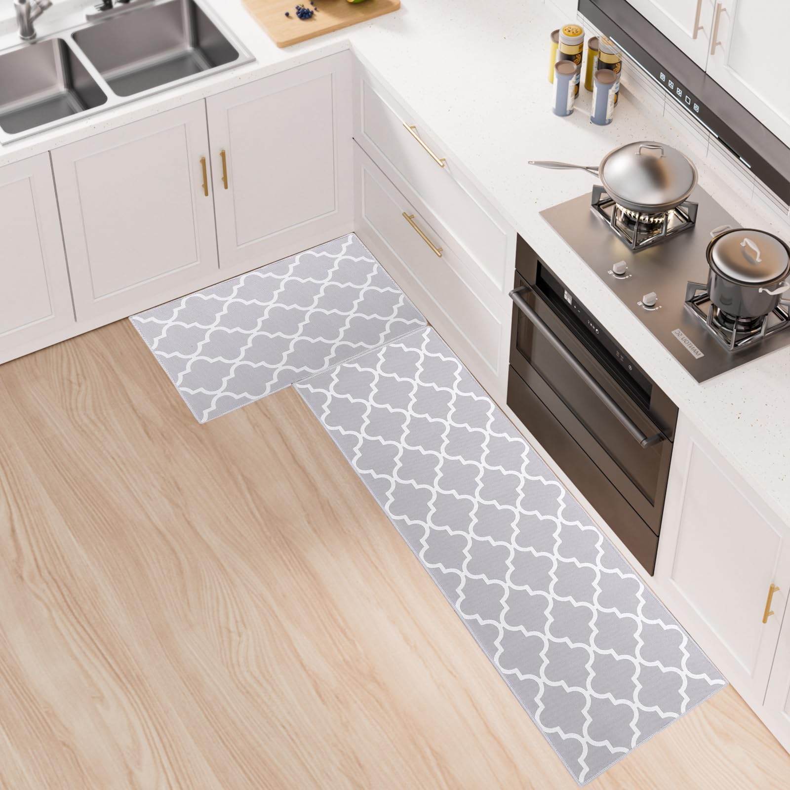 Tapis de Cuisine Antidérapant 2 Pièces 40x60cm+40x120cm Lavable Absorbant