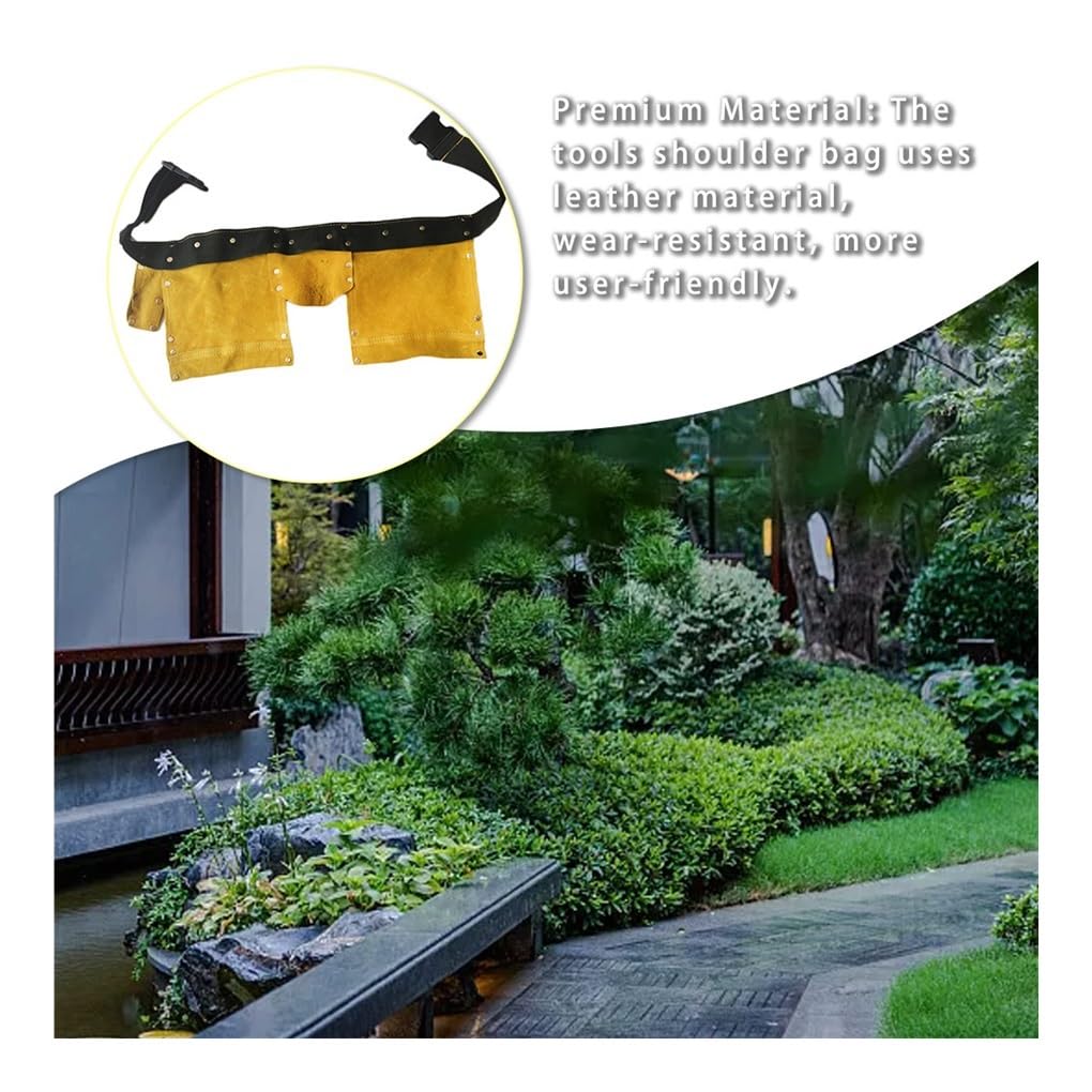 Cinturón de herramientas de cuero para manualidades, bolsas de almacenamiento de alta eficiencia, múltiples bolsillos, kit de hebilla, delantal de trabajo resistente al desgaste (3 piezas)