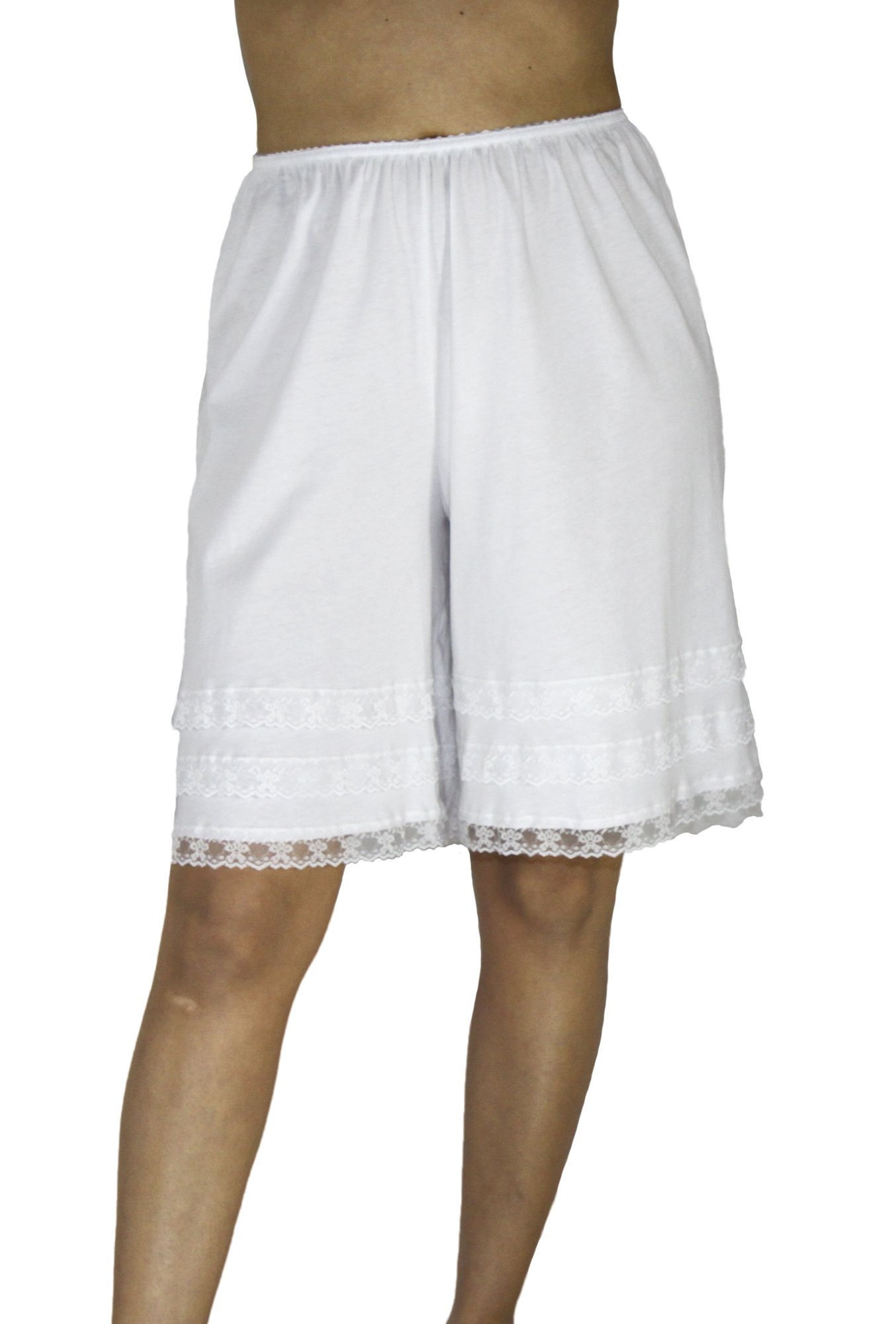 Underworks Cotton Knit Snip-A-Length Pettipants Culotte Slip Bloomers Split Skirt