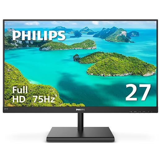 PHILIPS 22 inch Class Thin Full HD (1920 x 1080) 75Hz Monitor, VESA, HDMI & VGA Port, 4 Year Advance Replacement Warranty, 221V8LN
