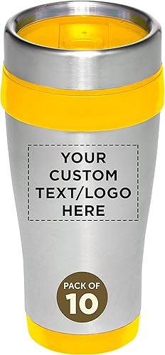 Miniatura 59 de Tazas de viaje de acero inoxidable con aislamiento personalizado, 16 onzas, juego de 100, paquete personalizado a granel, perfectas para café
