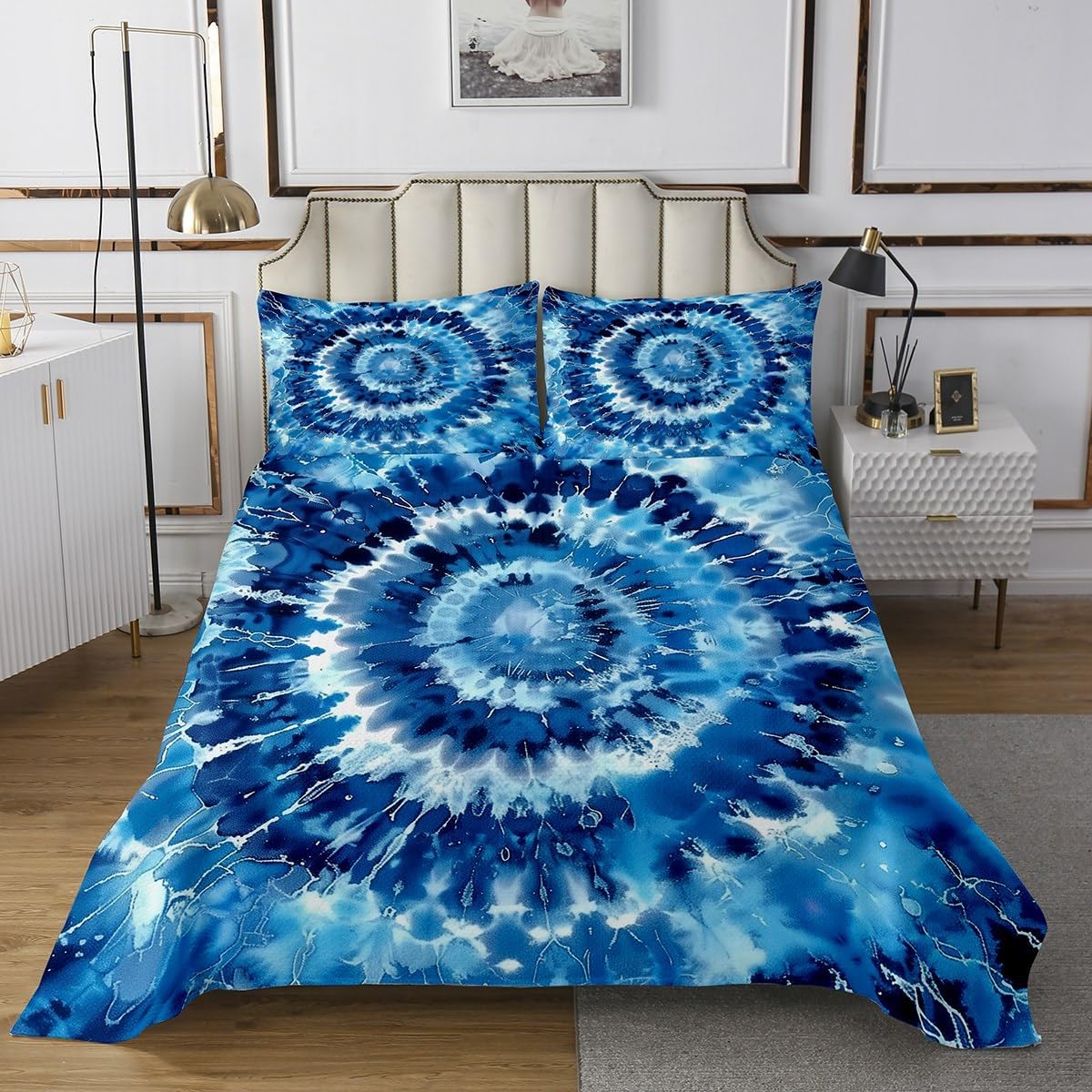 Marble Print Kids Bedspread Twin Size,Marbling Abstract Stone Luxury Texture Coverlet Set,Boys Girls Room Decor,Tie-dye Graffiti Artwork Quilted Coverlet,Teal Bedding Quilt,1 Pillowcase