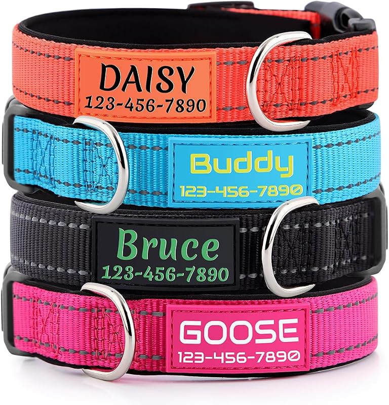 Personalized Dog Collars Custom with Pet Name & Phone for Small Medium Dogs | Soft Neoprene Padded, Nigth Safety Reflective, Adjustable Sizes XSmall Small Medium and Large, 10 Colors for Boy & Girl Dogs