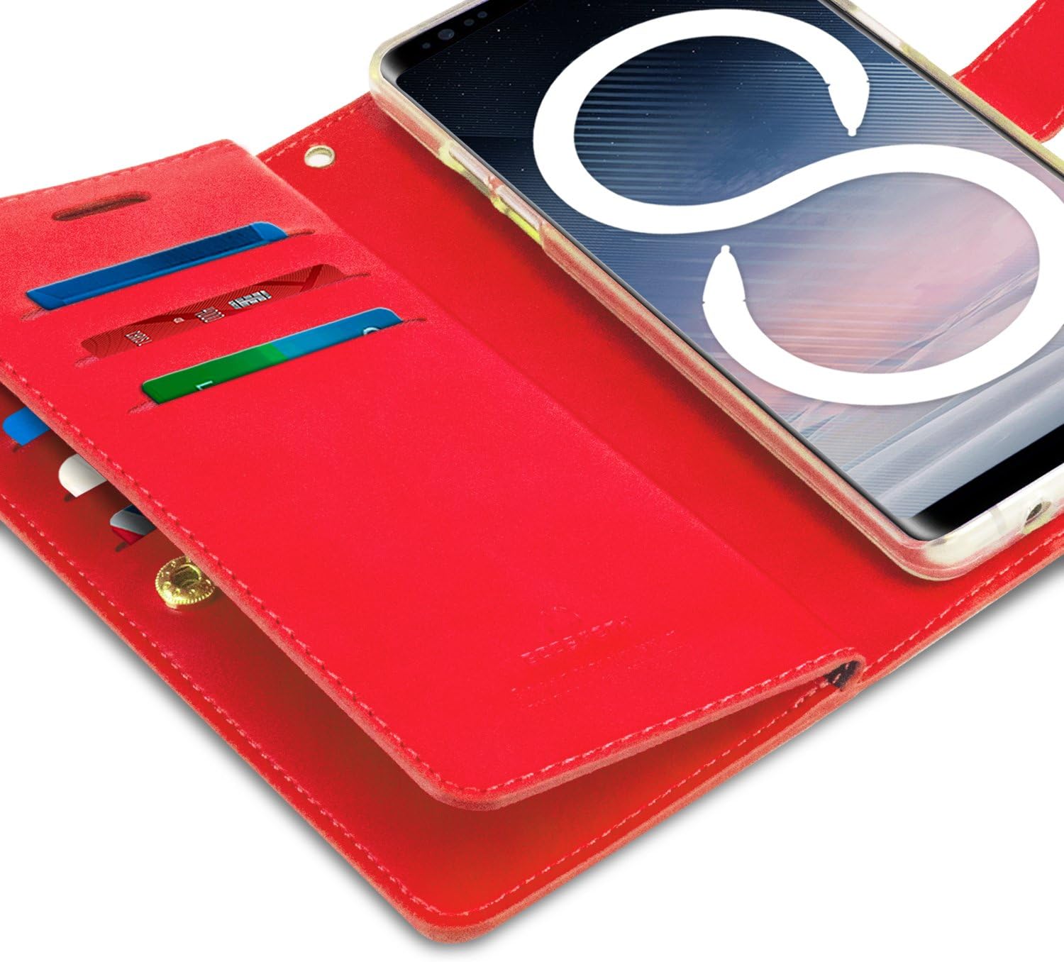 GOOSPERY Mansoor Wallet for Samsung Galaxy Note 8 Case (2017) Double Sided Card Holder Flip Cover - Red