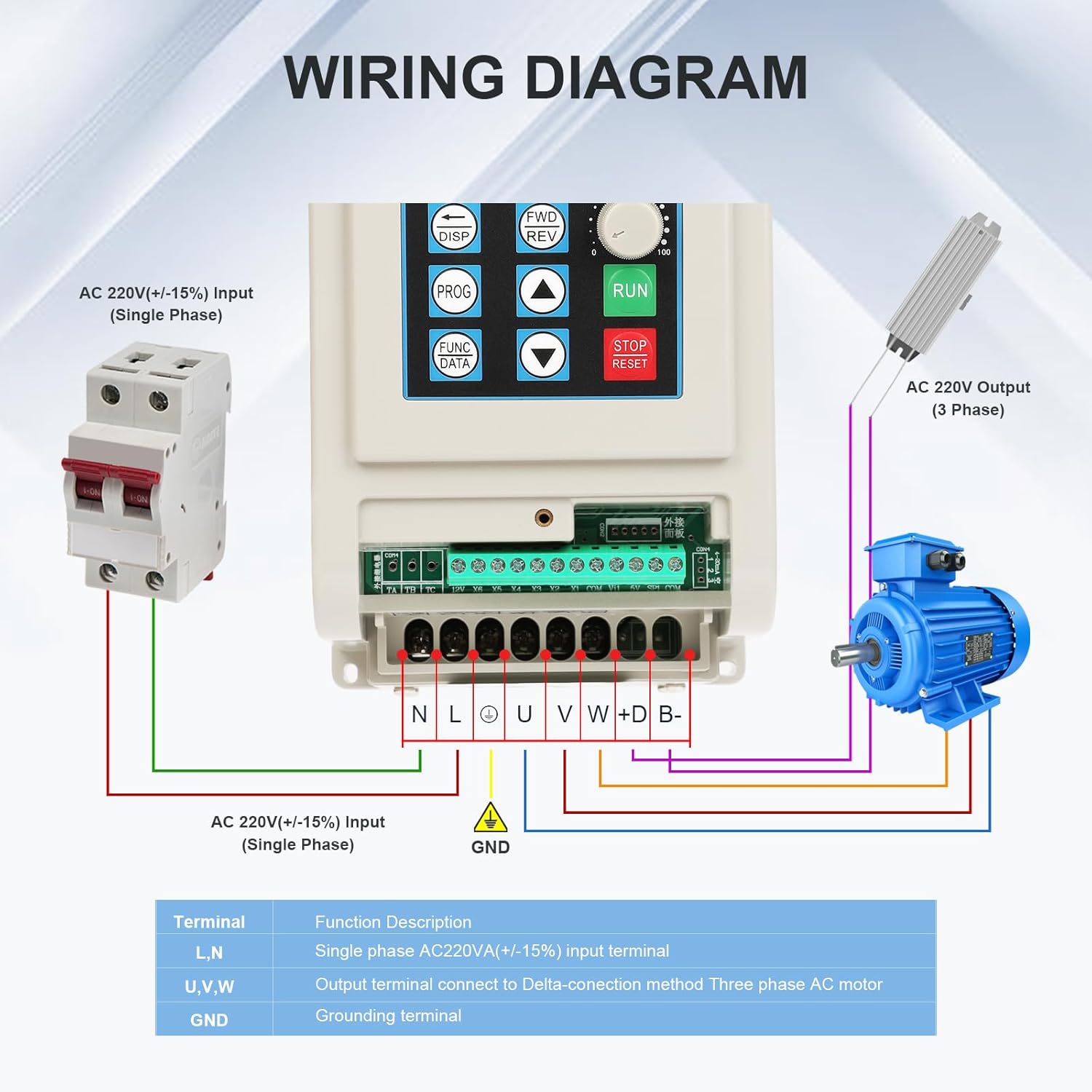 Variable Frequency Drive, 220V 50/60Hz 0.75KW VFD Inverter Converter, VFD Inverter Frequency Converter for Motor Speed Control, Single-Phase Input, 3 Phase Output