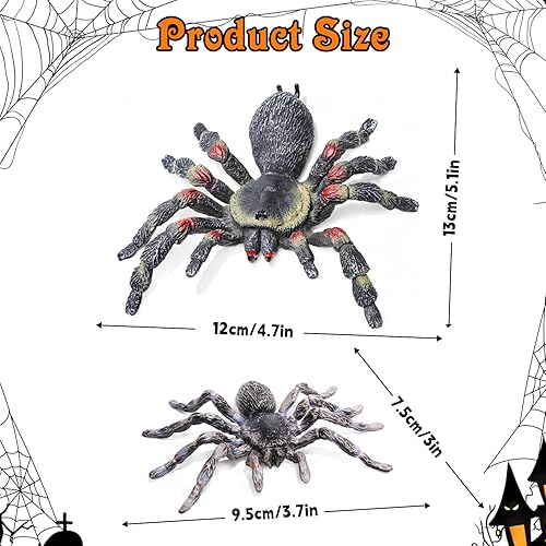 Miniatura 2 de SIENON 2 juguetes realistas de animales de araña lobo, figura de insecto de tarántula de Whiteknee, modelo de acción para niños, educación, bromas