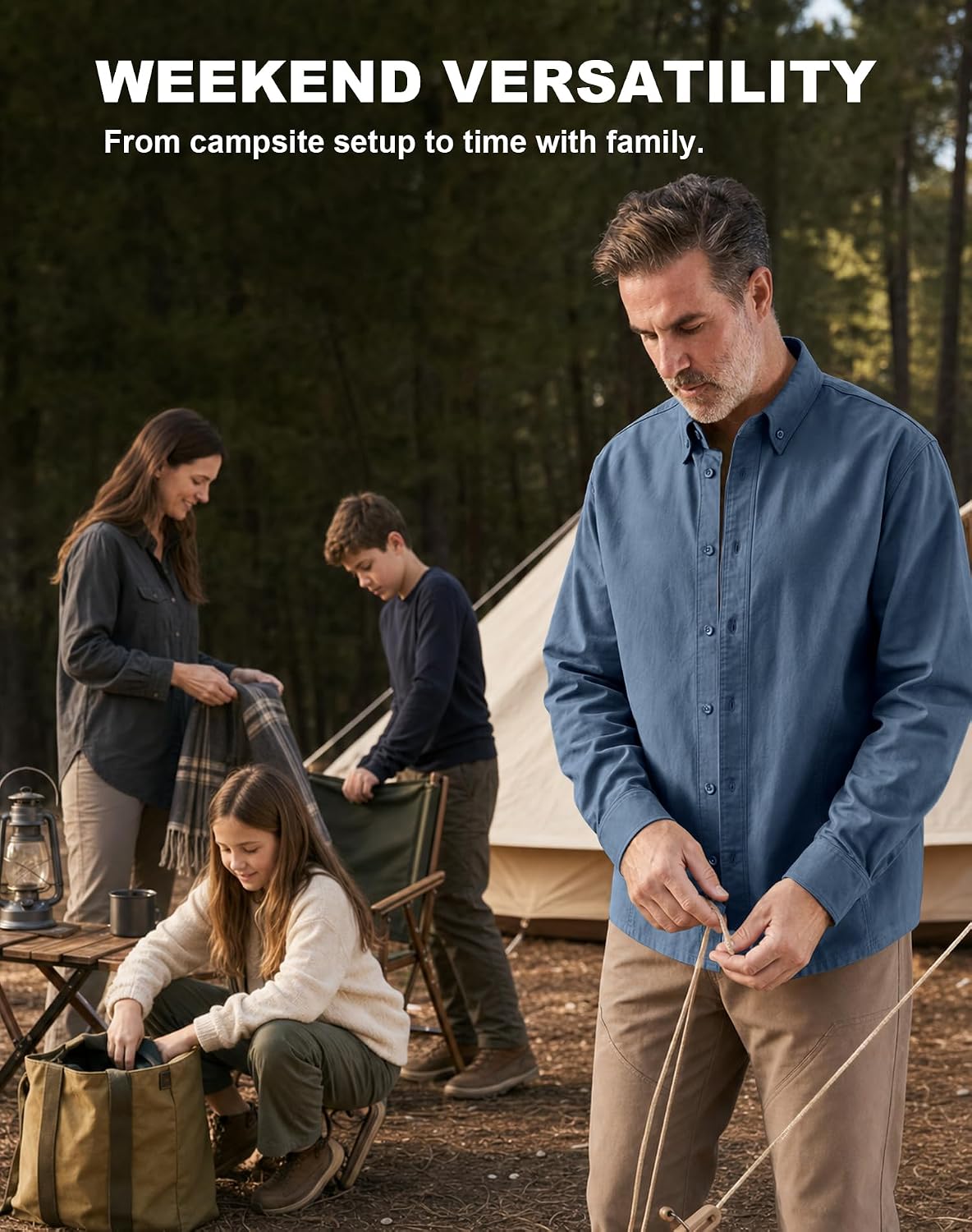 CHRONOLINE Men's Canvas Work Shirt Stretch Cotton Long Sleeve Button Down