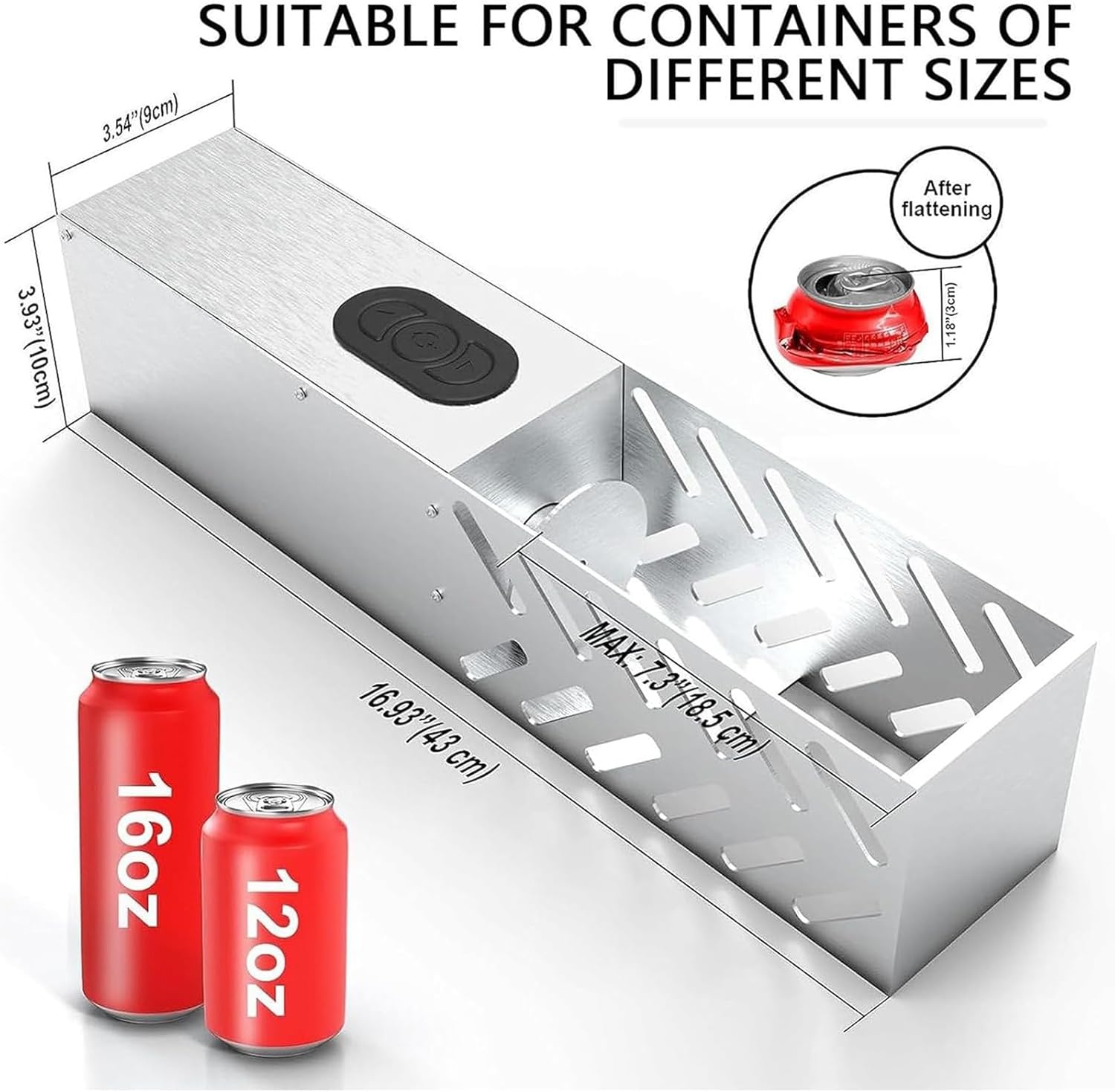 Electric Metal Can Crusher, Automatic Can Crusher Recycling, Wall Mounted Can Smasher with One Click Cycle, for 12/16oz Aluminum Gas, Soda, Beer Cans, Plastic Water Bottles