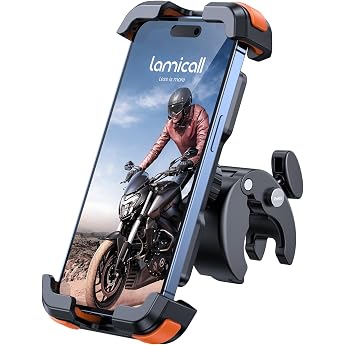 Lamicall One Hand Operated Bicycle Smartphone Holder Stand: Easy to Install, Road Bike, One Touch, Smartphone Holder, Mobile 