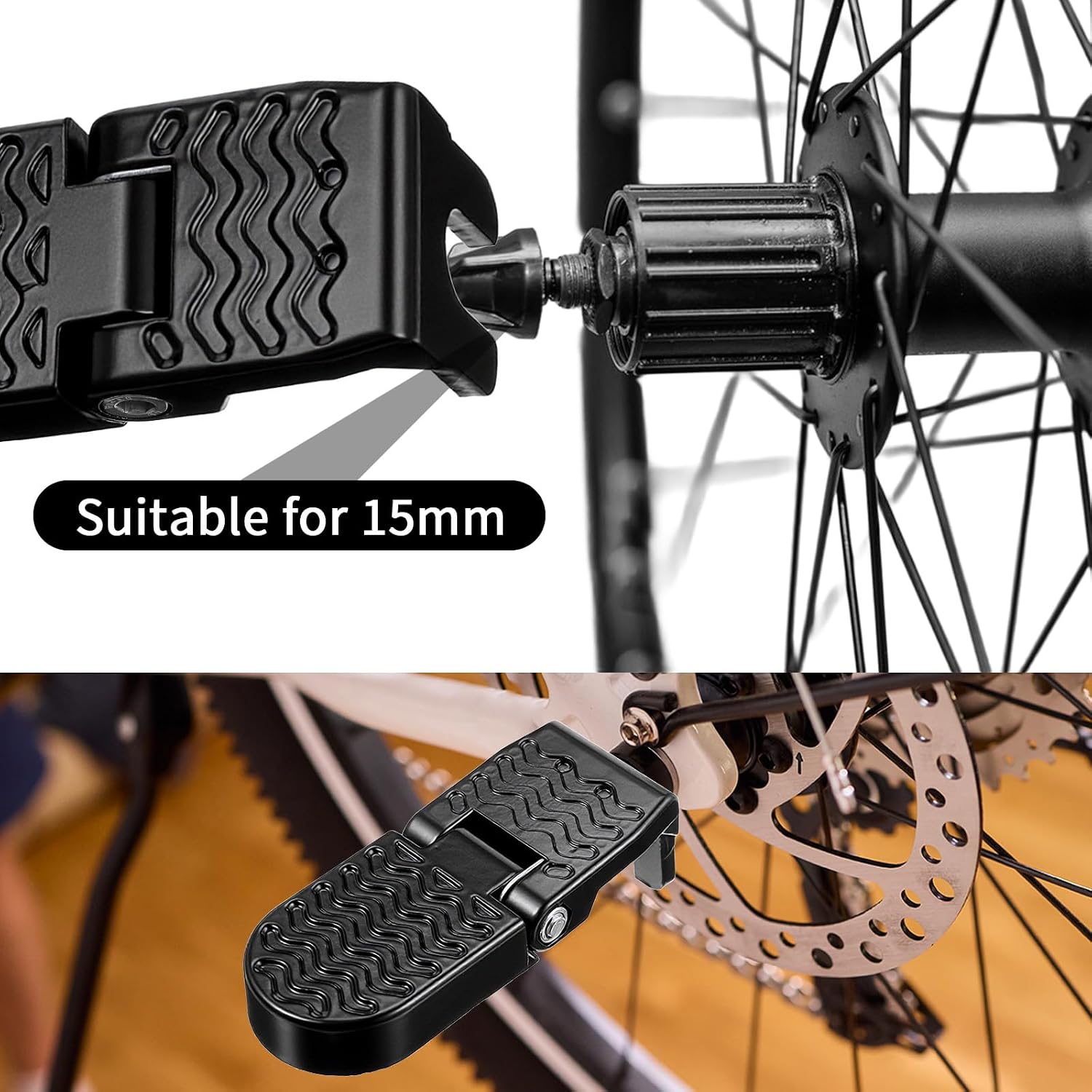 2Pcs Aluminum Alloy Foot Pegs for E-Bike & Mountain Bike, 4.3 x 1.8 Inch Non-Slip Passenger Peg for Road Bike & BMX Accessories, Folding Rear Pedals, Durable, Space-Saving