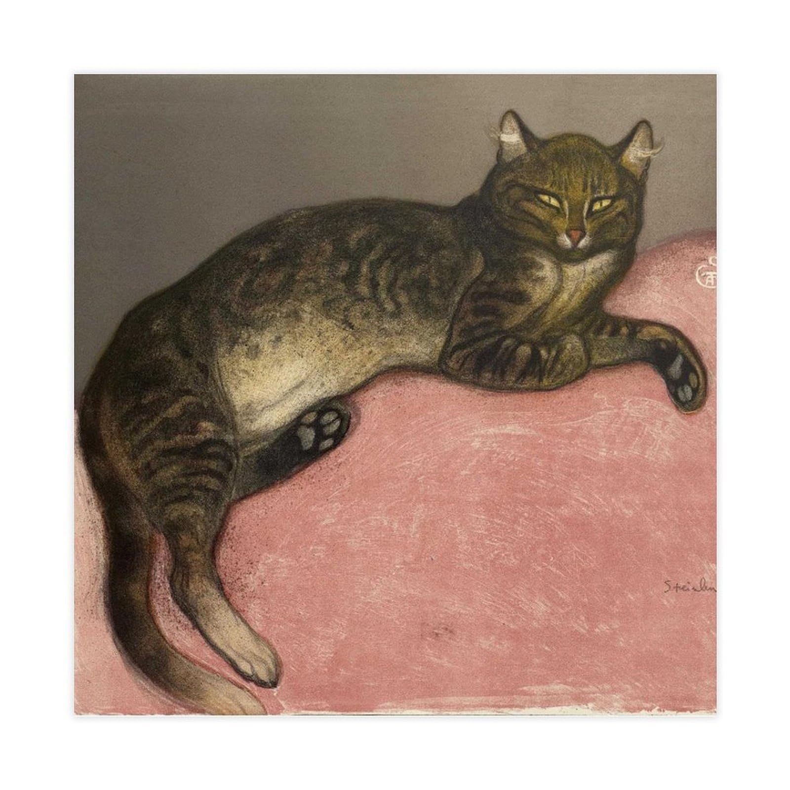 DFJyjFGJJ Théophile Alexandre Steinlen Winter - Cat on A Cushion Canvas Poster And Wall Art Picture Print Modern Family Bedroom Decor 20" L X 20" W