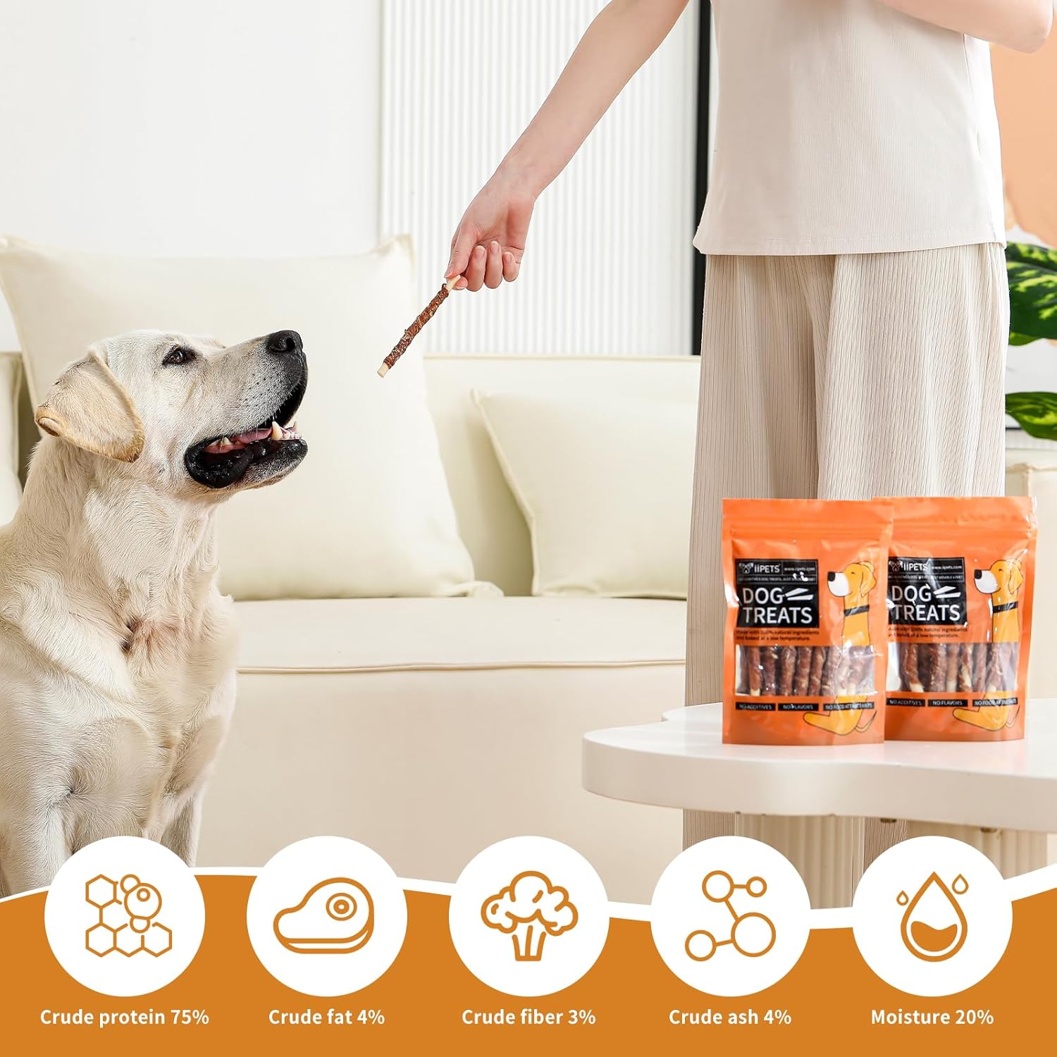 Duck Wrap Rawhide Dog Dental Sticks, No Additive Chews, Promote Dental Health and Safe Digestion, Great for Energetic Medium/Large Dogs (17.64 Ounce)