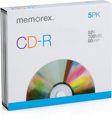 Memorex MEMCD-R5 CD-R 80-Minute 700MB 52x Joya Case 5-Pack
