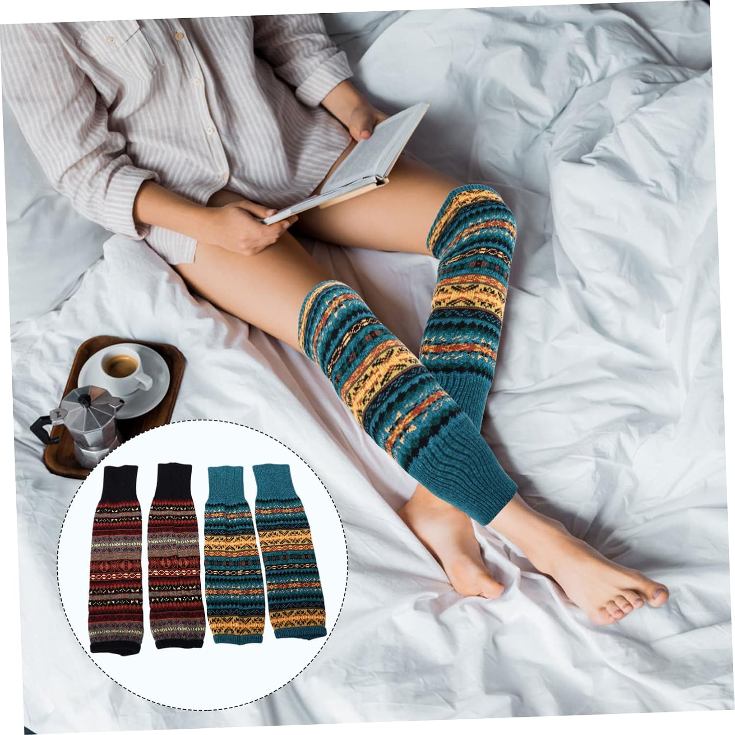 BESPORTBLE 2pairs Women Wool Socks for Cold Weather Stylish Leg Cover Warm Stockings Leg Warmers
