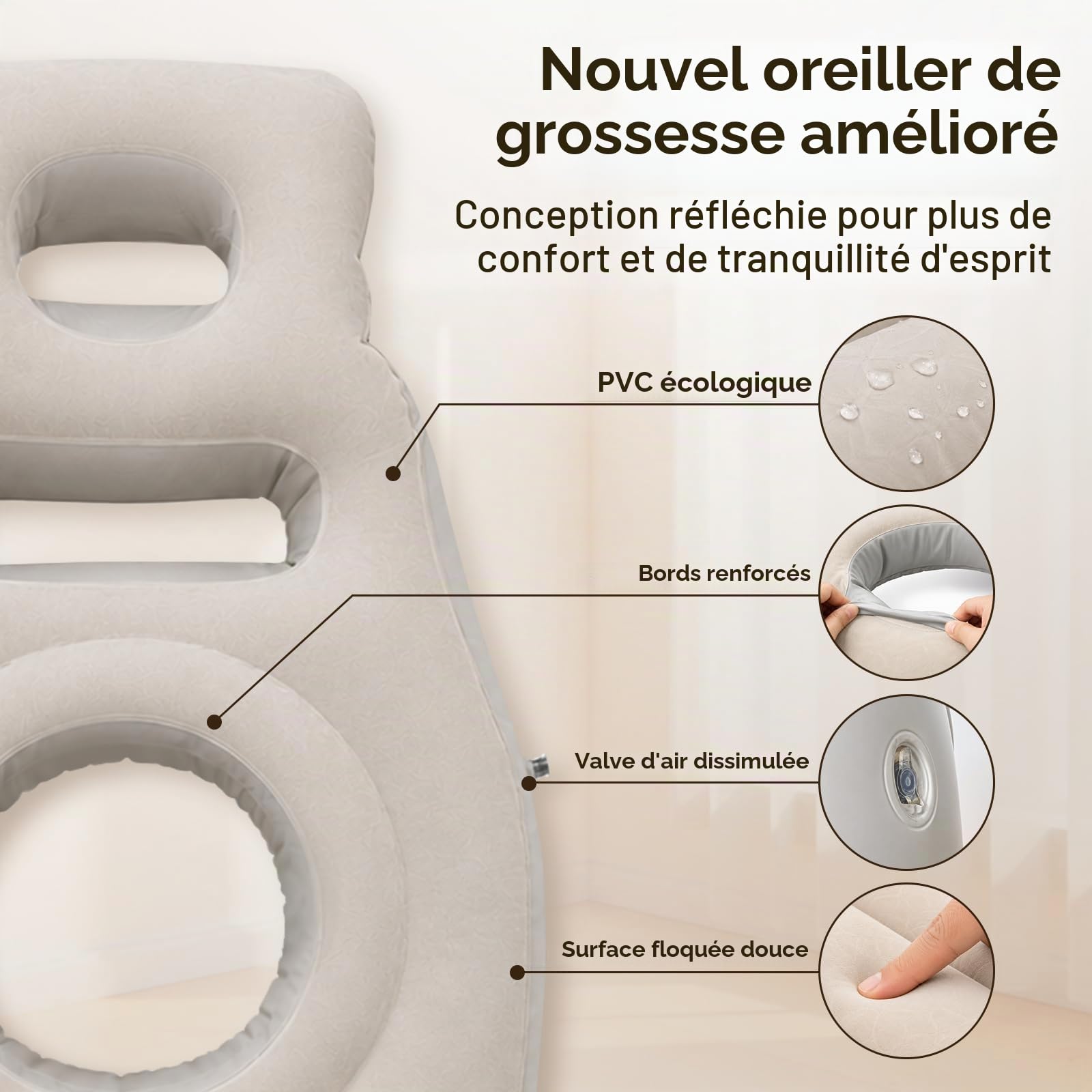 Matelas Gonflable pour Femme Enceinte, Oreillers De Grossesse pour Dormir