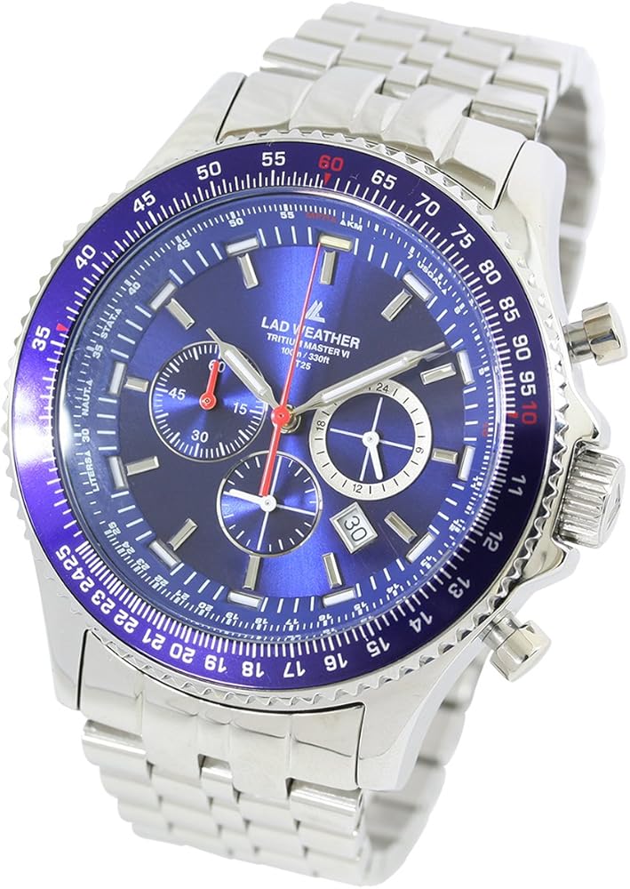 Amazon | [ Lad Weather ] Swiss Tritiumパイロットクロノグラフ円形
